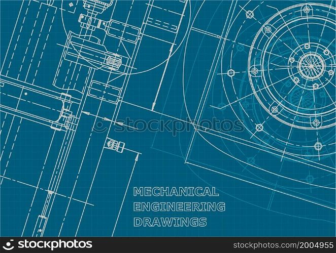 Blueprint. Corporate style background. Instrument-making drawings. Mechanical engineering drawing. Technical illustration. Blueprint. Corporate style. Mechanical instrument making. Technical
