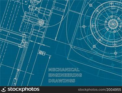 Blueprint. Corporate style background. Instrument-making drawings. Mechanical engineering drawing. Technical illustration. Blueprint. Corporate style. Mechanical instrument making. Technical