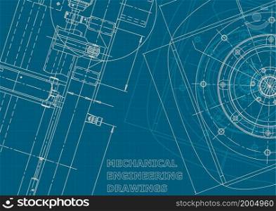 Blueprint. Corporate style banner, background. Instrument-making drawings. Mechanical engineering drawing. Technical illustrations, backgrounds. Scheme Outline Plan. Blueprint. Corporate style. Mechanical instrument making. Technical