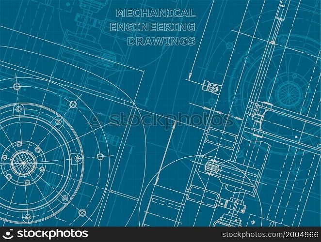 Blueprint. Corporate style. Cover, flyer, banner, background. Instrument-making drawings Mechanical engineering drawing Technical illustrations. Blueprint. Corporate style. Mechanical instrument making. Technical