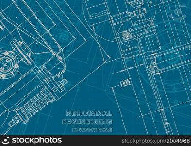 Blueprint. Corporate style. Instrument-making drawings. Mechanical engineering drawing. Technical illustrations, backgrounds. Scheme plan outline. Blueprint. Corporate style. Mechanical instrument making. Technical