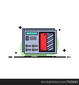 Blueprint, design, drawing, plan, prototype Flat Color Icon Vector