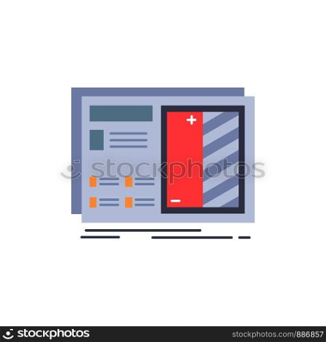 Blueprint, design, drawing, plan, prototype Flat Color Icon Vector