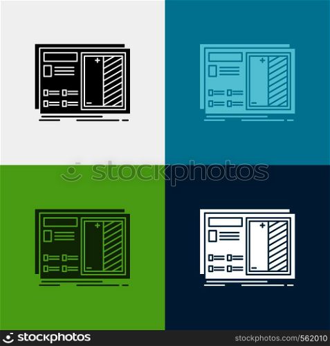 Blueprint, design, drawing, plan, prototype Icon Over Various Background. glyph style design, designed for web and app. Eps 10 vector illustration. Vector EPS10 Abstract Template background