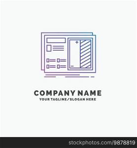 Blueprint, design, drawing, plan, prototype Purple Business Logo Template. Place for Tagline. Vector EPS10 Abstract Template background