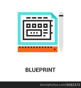 blueprint icon concept. Modern flat line vector illustration icon design concept. Icon for mobile and web graphics. Flat line symbol, logo creative concept. Simple and clean flat line pictogram