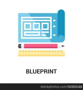 blueprint icon concept. Modern flat vector illustration icon design concept. Icon for mobile and web graphics. Flat symbol, logo creative concept. Simple and clean flat pictogram, 64X64 pixel perfect