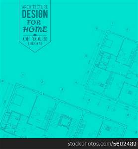 Blueprint of house project on a blue background. Vector illustration.