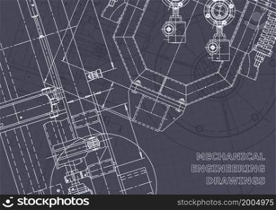 Blueprint. Vector engineering drawings. Mechanical instrument making. Blueprint. Vector engineering illustration. Computer aided design systems