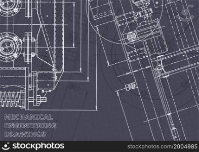 Blueprint. Vector engineering illustration. Computer aided design systems. Instrument-making drawings. Mechanical engineering drawing. Technical illustration. Blueprint. Vector engineering illustration. Computer aided design systems