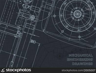 Blueprint. Vector engineering illustration Corporate Identity. Cover, flyer, banner, background. Instrument-making drawings. Mechanical engineering drawing