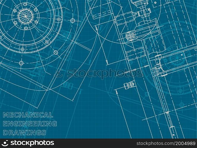 Blueprint. Vector engineering illustration. Corporate style banner, background Instrument-making. Blueprint. Corporate style. Mechanical instrument making. Technical