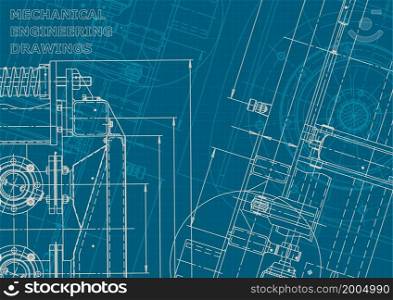 Blueprint. Vector engineering illustration. Corporate style. Instrument-making drawings. Mechanical engineering drawing. Technical illustrations, background. Blueprint. Corporate style. Mechanical instrument making. Technical