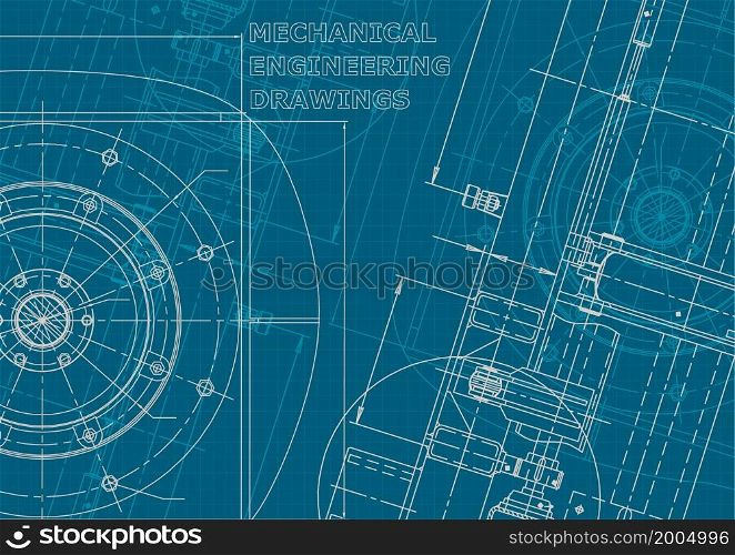 Blueprint. Vector engineering illustration. Cover, flyer, banner, background Corporate style Mechanical engineering drawing. Blueprint. Corporate style. Mechanical instrument making. Technical