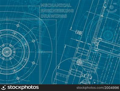 Blueprint. Vector engineering illustration. Cover, flyer, banner, background Corporate style Mechanical engineering drawing. Blueprint. Corporate style. Mechanical instrument making. Technical