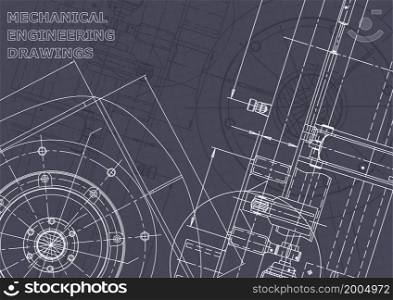 Blueprint. Vector engineering illustration. Cover, flyer, banner background Instrument-making drawings. Blueprint. Vector engineering illustration. Computer aided design systems