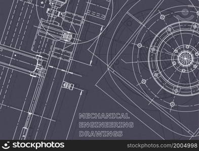 Blueprint. Vector engineering illustration. Cover, flyer, banner, background. Instrument-making drawings. Mechanical engineering drawing. Technical illustrations, backgrounds. Blueprint. Vector engineering illustration. Computer aided design systems