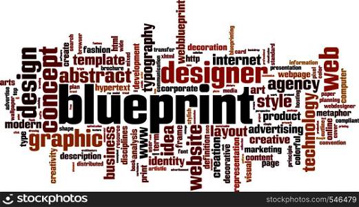 Blueprint word cloud concept. Vector illustration
