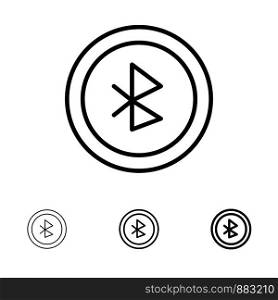Bluetooth, Ui, User Interface Bold and thin black line icon set