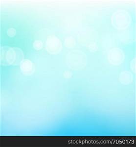 Blur Blue Abstract Image With Shining Lights Vector. Blue Bokeh Background. Blue Summer Bokeh Background Vector. Abstract Sea Warm Blur And Circular Bokeh Background.