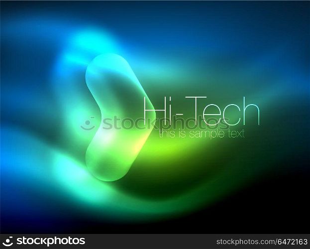 Blurred arrows in dark space. Neon pointers, glass glossy design, abstract shiny techno background, web banner. Blurred arrows in dark space. Neon pointers, glass glossy design, abstract shiny techno background, web banner, vector illustration