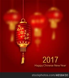 Blurred Background for Chinese New Year 2017. Illustration Blurred Background for Chinese New Year 2017 with Red Lanterns - Vector