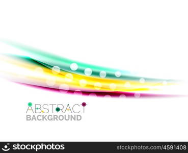 Blurred color waves, lines. Vector abstract background with copyspace