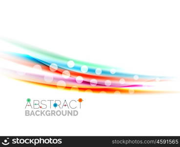 Blurred color waves, lines. Vector abstract background with copyspace