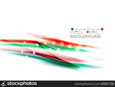 Blurred color waves, lines. Vector abstract background with copyspace