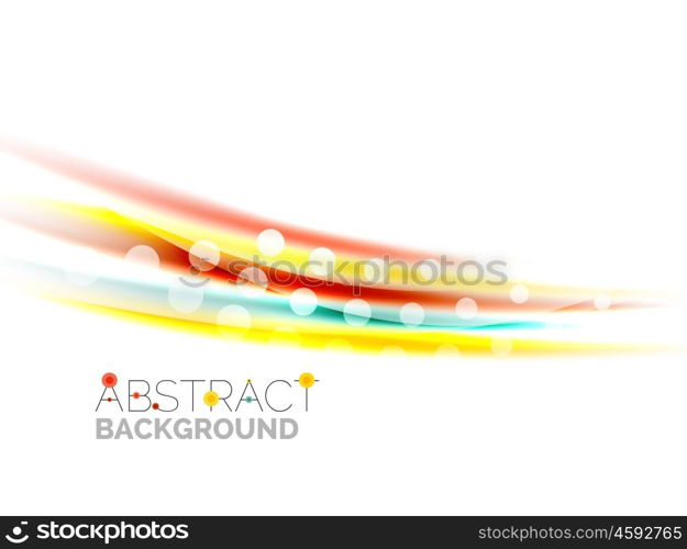 Blurred color waves, lines. Vector abstract background with copyspace