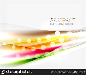 Blurred color waves, lines. Vector abstract background with copyspace