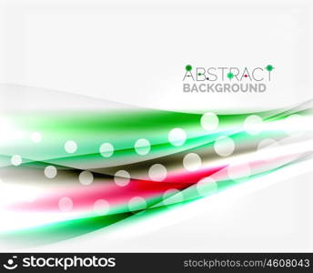 Blurred color waves, lines. Vector abstract background with copyspace