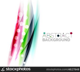 Blurred color waves, lines. Vector abstract background with copyspace