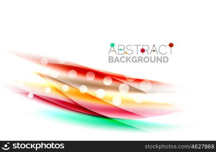 Blurred color waves, lines. Vector abstract background with copyspace