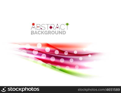 Blurred color waves, lines. Vector abstract background with copyspace