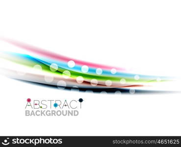 Blurred color waves, lines. Vector abstract background with copyspace