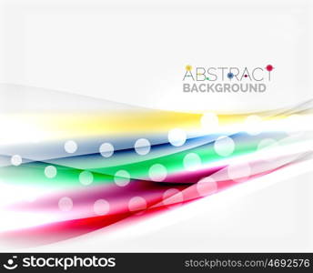 Blurred color waves, lines. Vector abstract background with copyspace