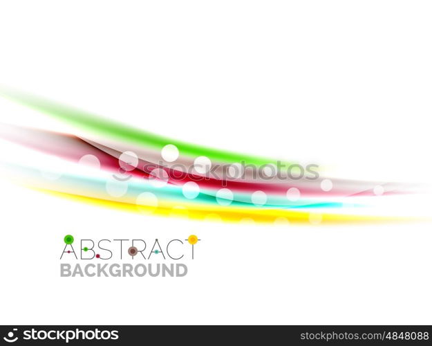 Blurred color waves, lines. Vector abstract background with copyspace