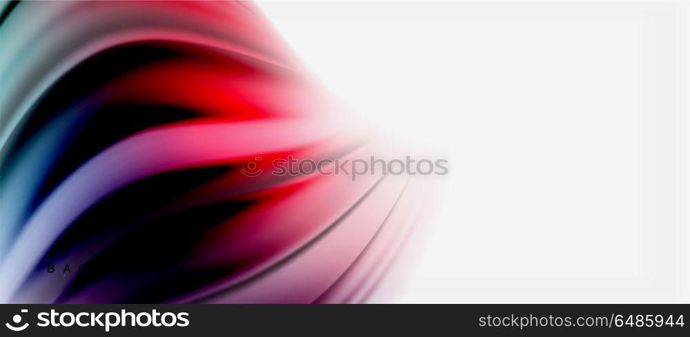 Blurred fluid colors background, abstract waves lines, vector illustration. Blurred fluid colors background, abstract waves lines, mixing colours with light effects on light backdrop. Vector artistic illustration for presentation, app wallpaper, banner or posters