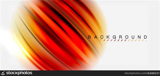 Blurred fluid colors background, abstract waves lines, vector illustration. Blurred red and orange fluid colors background, abstract waves lines, mixing colours with light effects on light backdrop. Vector artistic illustration for presentation, app wallpaper, banner or posters