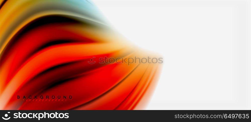 Blurred fluid colors background, abstract waves lines, vector illustration. Blurred fluid colors background, abstract waves lines, mixing colours with light effects on light backdrop. Vector artistic illustration for presentation, app wallpaper, banner or posters