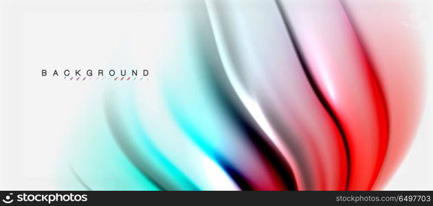 Blurred fluid colors background, abstract waves lines, vector illustration. Blurred fluid colors background, abstract waves lines, mixing colours with light effects on light backdrop. Vector artistic illustration for presentation, app wallpaper, banner or posters