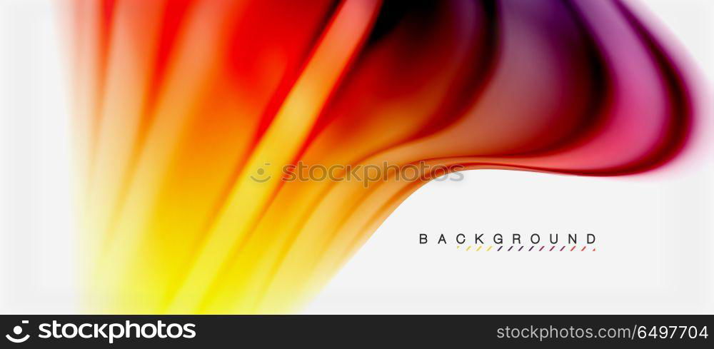 Blurred fluid colors background, abstract waves lines, vector illustration. Blurred fluid colors background, abstract waves lines, mixing colours with light effects on light backdrop. Vector artistic illustration for presentation, app wallpaper, banner or posters