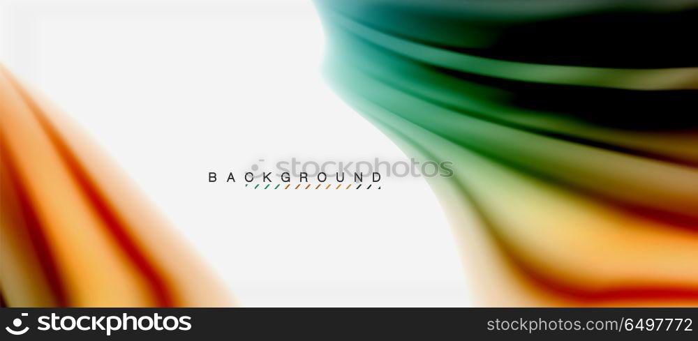 Blurred fluid colors background, abstract waves lines, vector illustration. Blurred fluid colors background, abstract waves lines, mixing colours with light effects on light backdrop. Vector artistic illustration for presentation, app wallpaper, banner or posters