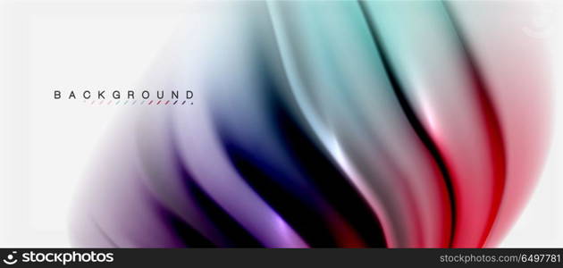 Blurred fluid colors background, abstract waves lines, vector illustration. Blurred fluid colors background, abstract waves lines, mixing colours with light effects on light backdrop. Vector artistic illustration for presentation, app wallpaper, banner or posters