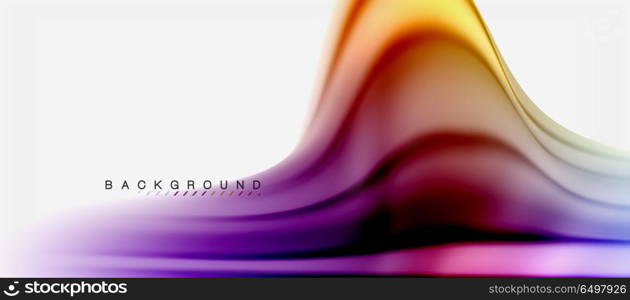 Blurred fluid colors background, abstract waves lines, vector illustration. Blurred fluid colors background, abstract waves lines, mixing colours with light effects on light backdrop. Vector artistic illustration for presentation, app wallpaper, banner or posters