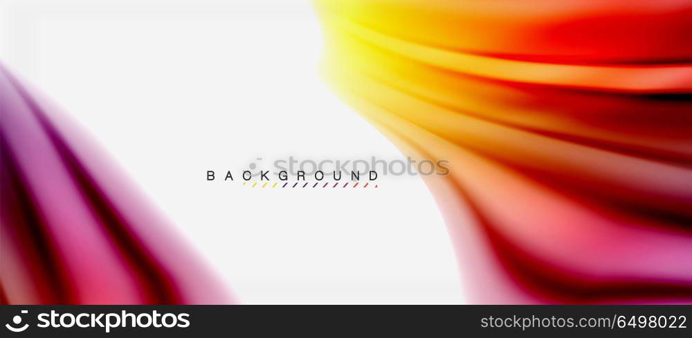 Blurred fluid colors background, abstract waves lines, vector illustration. Blurred fluid colors background, abstract waves lines, mixing colours with light effects on light backdrop. Vector artistic illustration for presentation, app wallpaper, banner or posters