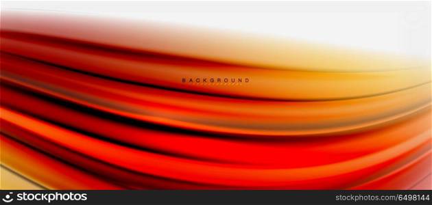 Blurred fluid colors background, abstract waves lines, vector illustration. Blurred red and orange fluid colors background, abstract waves lines, mixing colours with light effects on light backdrop. Vector artistic illustration for presentation, app wallpaper, banner or posters