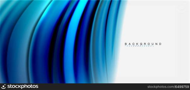 Blurred fluid colors background, abstract waves lines, vector illustration. Blurred fluid blue colors background, abstract waves lines, mixing colours with light effects on light backdrop. Vector artistic illustration for presentation, app wallpaper, banner or posters