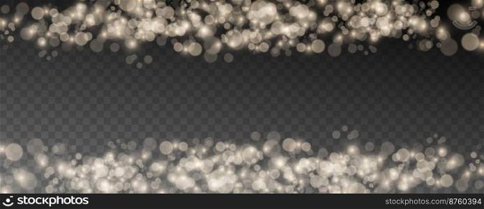 Blurred light sparkle elements. Glitters isolated on transparent background.